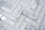Motif manuel Carreau de mosaïque translucide blanc à chevrons Mosaïque de verre Crystal pierre blanche MOS87HB-0111_m