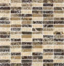 Plaquette Rectangle Carreaux Mosaïque Verre Fractionné Marbre Pierre Naturelle Marron Foncé Beige Mur Salle de Bains Cuisine WC - MOS87-S1255