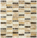 Carreau de mosaïque translucide beige clair baguettes Mosaïque de verre Crystal pierre emperador clair MOS87-S1253_f