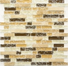 Mosaïque de verre Pierre naturelle bâtonnets Carreaux de mosaïque brun clair beige crème verre cassé Carreau mural cuisine salle de bain WC - MOS87-V1353