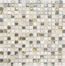 Mosaïque de verre Pierre naturelle Carreau de mosaïque gris clair crème or structure marbre Carreau de cuisine salle de bain - MOS92-HQ12