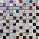 Pierre artificielle Rustique Carreau de mosaïque Mosaïque de verre Quartzite gris clair argenté rouge bleu violet Carreau de fond de cuisine Salle de bain WC - MOS83-CR37