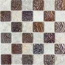 Pierre naturelle Rustique Carreau de mosaïque Mosaïque de verre Quartzite gris anthracite marron cuivre dosseret cuisine carrelage salle de bain WC - MOS88-CR73