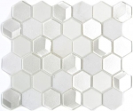 Pierre naturelle Mosaïque de verre Hexagonal blanc vieux blanc crème blanc nacré Carrelage salle de bain - MOS11D-HXN11