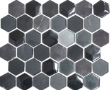 Pierre naturelle Mosaïque de verre Carreaux de mosaïque Hexagonal anthracite noir graphite Marbre Revêtement mural salle de bain - MOS11D-33