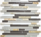 Mosaïque de verre Pierre naturelle Baguettes de pierre graphite Carreaux de mosaïque gris brun blanc rouille anthracite Carrelage mur WC - MOS86-0202