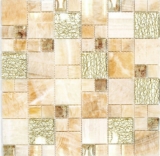 Pierre naturelle Mosaïque de verre Marbre Carreaux de mosaïque ambre or ocre brun Carrelage mur cuisine WC - MOS88-MC649