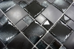 Motif main Carreau de mosaïque Translucide noir Combinaison de mosaïque de verre Crystal Pierre noire bord cassé MOS88-0304_m