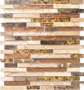 Mosaïque de verre Pierre naturelle Bâtons de verre Carreaux de mosaïque beige crème marron Marbre Carrelage cuisine salle de bain WC - MOS86-1302