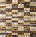 Plaquettes Mosaïque de verre beige marron crème orange pierre naturelle marbre mur cuisine salle de bain WC - MOS87-1310