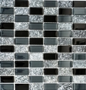 Plaquette Rectangle Carreaux Mosaïque de verre Pierre grise noire anthracite Carrelage Fond de cuisine Salle de bain - MOS87-1303