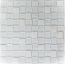 Pierre naturelle Rustique Carreau Mosaïque de verre Marbre Verre laiteux blanc clair givré Carrelage mur Salle de bains Cuisine WC - MOS82-0111