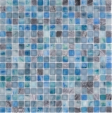 Pierre naturelle Mosaïque de verre Carreaux de mosaïque vert bleu gris anthracite verre dépoli givré carrelage cuisine mur WC - MOS92-XCR1501