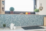 Échantillon manuel Carreau de mosaïque Translucide bleu vert Mosaïque de verre Crystal pierre Cream bleu vert MOS92-XCR1501_m