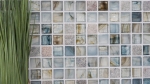 Échantillon manuel Carreau de mosaïque Translucide gris clair Mosaïque de verre Crystal pierre Cream gris clair MOS94-2505_m