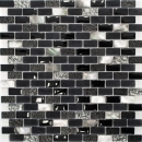 Mosaïque Baguettes composites Pierre naturelle Carreau de mosaïque noir argent Brick Mosaïque de verre Coquille Verre laiteux Carrelage cuisine salle de bain - MOS87-B03S