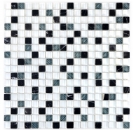Mosaïque de verre Pierre naturelle Carreau de mosaïque blanc gris foncé noir Carreau de protection contre les éclaboussures - MOS92-0103