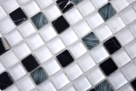Échantillon manuel Carreau de mosaïque Translucide blanc gris Mosaïque de verre Crystal pierre super blanche mate noire MOS92-0103_m