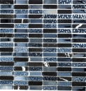 Carreau de mosaïque translucide gris noir baguettes Mosaïque de verre Crystal pierre grise noire MOS87-0302_f