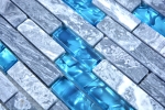 Échantillon manuel Carreau de mosaïque translucide gris composite Mosaïque de verre Crystal pierre grise bleue MOS87-0404_m