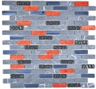 Mosaïque Baguettes composites Pierre naturelle Mosaïque de verre Carreau de mosaïque aspect brique gris noir rouge Fond de cuisine Miroir de carrelage - MOS87-0429