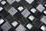 Échantillon manuel Carreau de mosaïque Céramique translucide Plastique gris noir Mosaïque de verre Crystal Pierre Céramique gris noir MOS82BM-0119_m