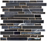 Mosaïque de verre Pierre naturelle Bâtons Mosaïque céramique Marbre noir bleu noir graphite Carrelage mur WC - MOS87SO-0329