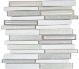 Carreau de mosaïque Céramique translucide blanc composite Mosaïque de verre Crystal Céramique arctique blanc MOS83IC-0131_f