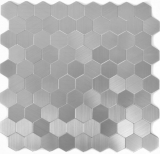 Carreau mosaïque autocollant ALU argent métal Hexagon carreaux de fond de cuisine MOS200-22MHX