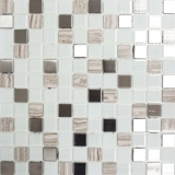mosaïque de verre autocollante pierre naturelle inox cream blanc MOS200-4CM32