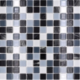 mosaïque de verre autocollante carreau de mosaïque gris noir blanc essuyé MOS200-4CM28