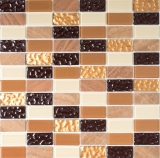 carreau mosaïque autocollant pierre naturelle beige marron carrelage MOS200-4MS75