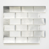 mosaïque autocollante vinyle film adhésif Metro argent miroir carrelage fond cuisine décor