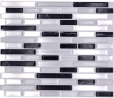 mosaïque autocollante aspect baguettes vinyle film adhésif blanc argenté anthracite carrelage cuisine