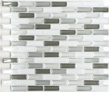 mosaïque autocollante aspect baguettes vinyle film adhésif blanc gris anthracite carrelage cuisine