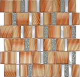 Mosaïque aluminium Mosaïque de verre ALU marron mur carrelage cuisine douche salle de bain_f | 10 tapis mosaïque
