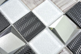 Motif main Crystal transparent mosaïque de verre argent mur carrelage cuisine douche salle de bain MOS88-1717_m