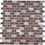 Mosaïque baguettes composite pierre naturelle mosaïque de verre Brick structure brun foncé revêtement mural carrelage cuisine salle de bain WC - MOS87-0013