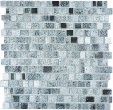 Mosaïque transparente Crystal Mosaïque de verre gris noir mur carreaux cuisine salle de bain_f | 10 tapis de mosaïque