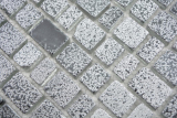 Motif main Mosaïque transparente Crystal Mosaïque de verre gris noir mur carrelage cuisine salle de bain MOS85-0203_m