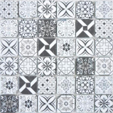 Mosaïque de verre Carreaux de mosaïque VINTAGE LOOK rétro anthracite noir blanc mur carrelage cuisine salle de bain MOS63-0103