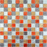 Mosaïque de verre Carreaux de mosaïque or argent noir rouge orangé structure mur carrelage cuisine salle de bain MOS63-71739