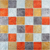 Mosaïque de verre or argent noir rouge orangé structure mur carrelage cuisine salle de bain MOS73-71739