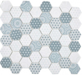GLAS Mosaïque Hexagone ECO bleu Carreau de mosaïque murale Carrelage de cuisine Salle de bains