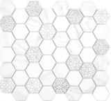 GLAS Mosaïque Hexagone ECO Carrare Carreau Mosaïque murale Carrelage cuisine salle de bain
