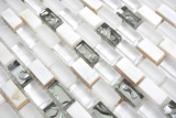 Motif main Mosaïque de verre translucide Pierre composite Coquille blanche Carreau de mosaïque murale Carrelage cuisine salle de bain MOS86-0001_m