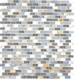 Mosaïque baguettes composite pierre naturelle mosaïque de verre coquillage Brick anthracite gris tracotta mosaïque murale carrelage cuisine salle de bain - MOS86-0002