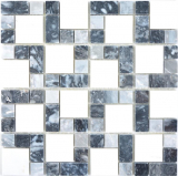 Marbre Mosaïque Carreau noir gris blanc anthracite Carrelage salle de bain - MOS88-0321