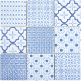 Patchwork carreau mosaïque mur ornement décor céramique vintage mosaïque bleu clair blanc carreau mosaïque mur carrelage - MOS22B-CB04