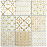 Céramique Carreau de mosaïque mur blanc beige marron patchwork ornement décor vintage Carreau de mosaïque mur carrelage - MOS22B-WB12